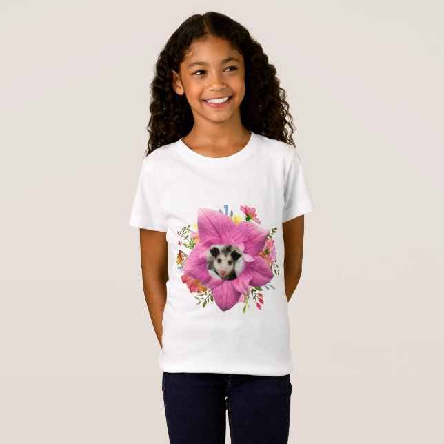 Camiseta Bebê Opossum Floral (Frente Completa)