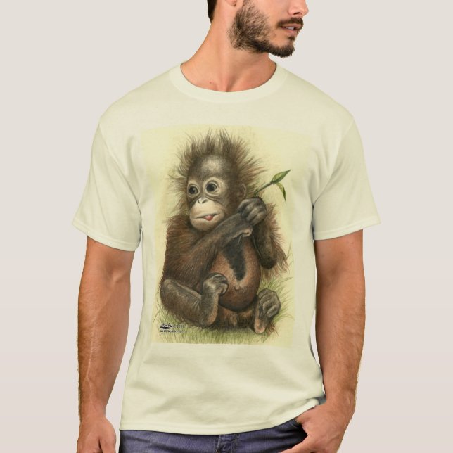 Camiseta Bebê Orangotango Com Folhas (Frente)