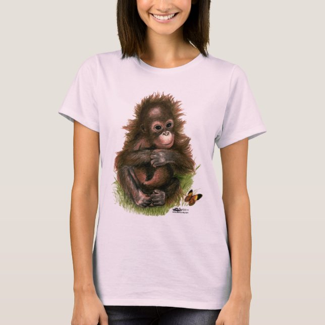 Camiseta Bebê Orangotango e Borboleta (Frente)