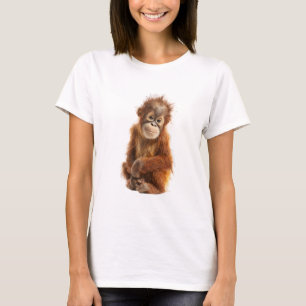 Camiseta Bebê Orangotango Pequeno Cabelo Vermelho Grande Ma