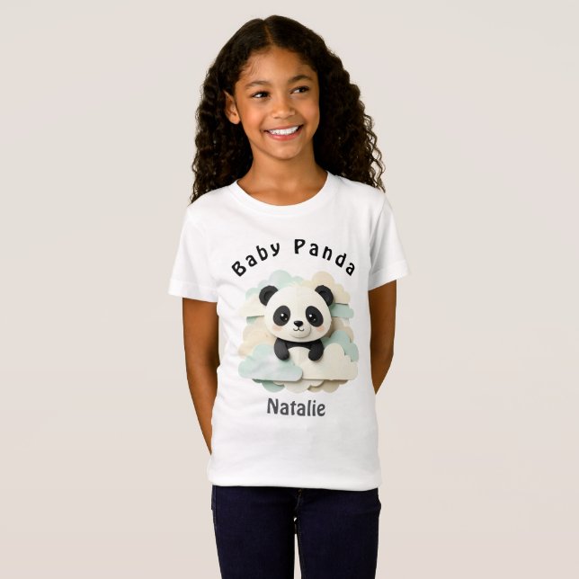 Camiseta Bebê Panda Dobrado | Origami Fofo  (Frente Completa)