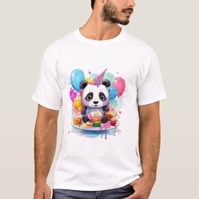 Camiseta bebê panda festa de aniversário (Frente)