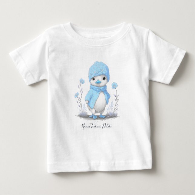 Camiseta Bebê Pato Azul Aquarela (Frente)