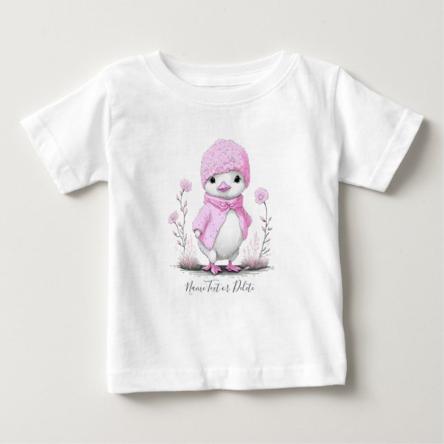 Camiseta Bebê Pato Watercolor Rosa (Frente)