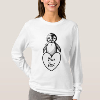 Camiseta Bebê Penguin Heart com sua mensagem personalizada