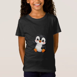 Camiseta Bebê Pinguim Fofo Acenando Personagem de Desenho I