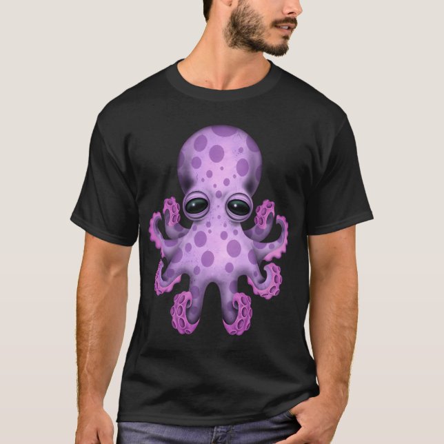 Camiseta Bebê polvo roxo fofo (Frente)