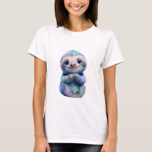 Camiseta Bebê Preguiça Arco-Íris Pastel Gráfico Feminino