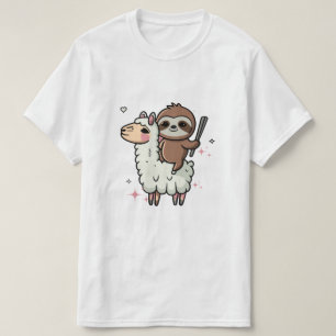 Camiseta Bebê Preguiça e Lhama Fofos