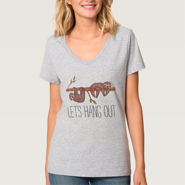 Camiseta Bebê preguiçoso pendurado no padrão da árvore (Frente)