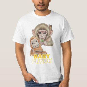 Camiseta Bebê Punch Macaco Fofo com Brinquedo de Pelúcia