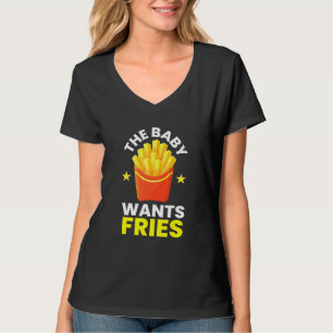 Camiseta Bebê quer fadas I Fritas francesas Fritas Comidas 