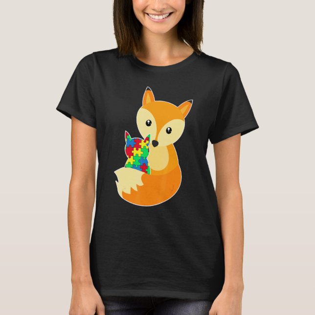 Camiseta Bebê Raposa Amor Peça do Quebra-cabeça Animal Lega (Frente)