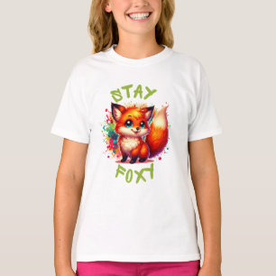Camiseta Bebê Raposa em Estilo Anime com Tinta Colorida Fiq