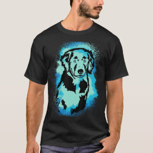 Camiseta Bebê Retriever Dourado Pintura Azul Design Mãe do