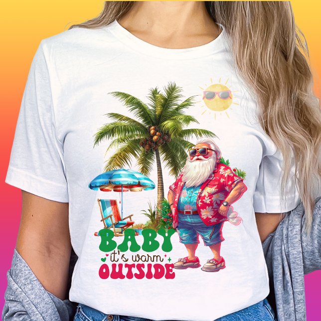 Camiseta Bebê retrô Está quente fora do Natal tropical (Criador carregado)