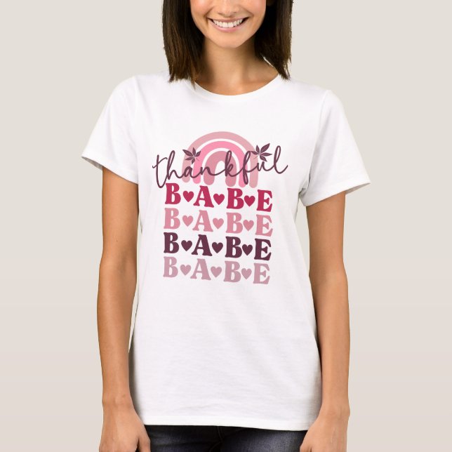 Camiseta Bebê Rosa Agradável Queda Ação de Graças Boho Arco (Frente)