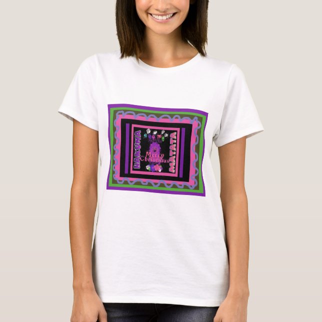 Camiseta Bebê rosa Belo Feliz Natal Hakuna Matata (Frente)