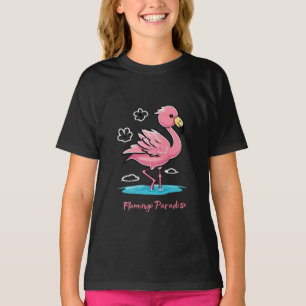 Camiseta Bebê rosa Flamingo na Água