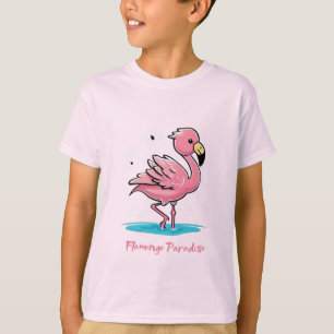 Camiseta Bebê rosa Flamingo na Água