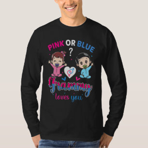 Camiseta Bebê Rosa ou Azul Vovó Ama Você Revelação do Sexo