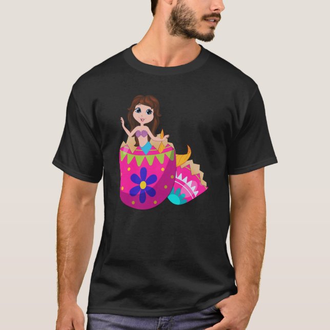 Camiseta Bebê Sereia Hatching Do Dia Da Páscoa De Ovos De P (Frente)