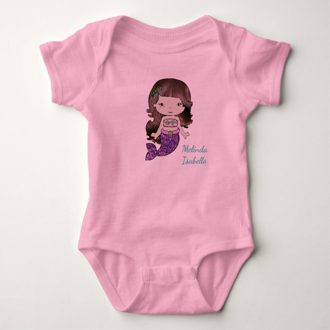 Camiseta Bebê Sereia Personalizada (Frente)