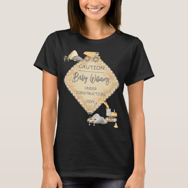 Camiseta Bebê sob construção - Chá de fraldas de Truck Boy (Frente)