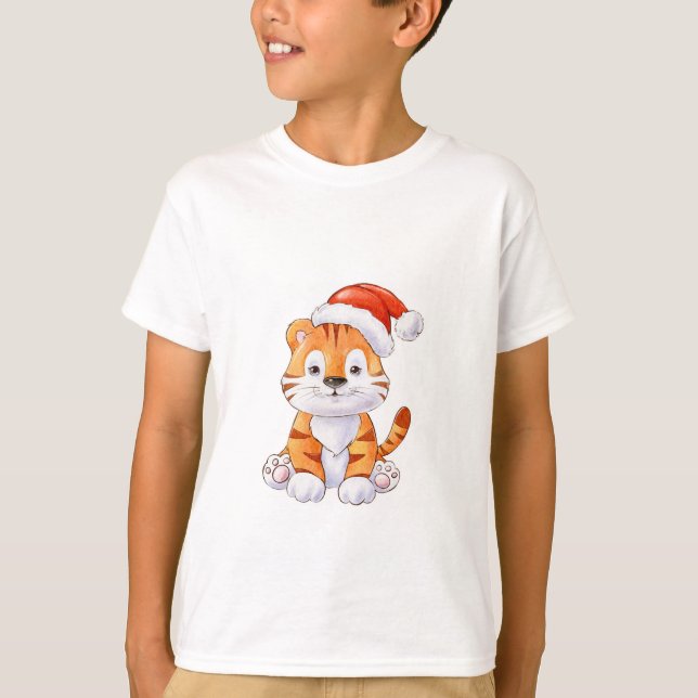 Camiseta Bebê Tigre de Natal (Frente)
