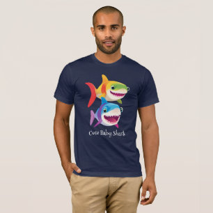 Camiseta Bebê tubarão fofo arco-íris colorido aniversário c