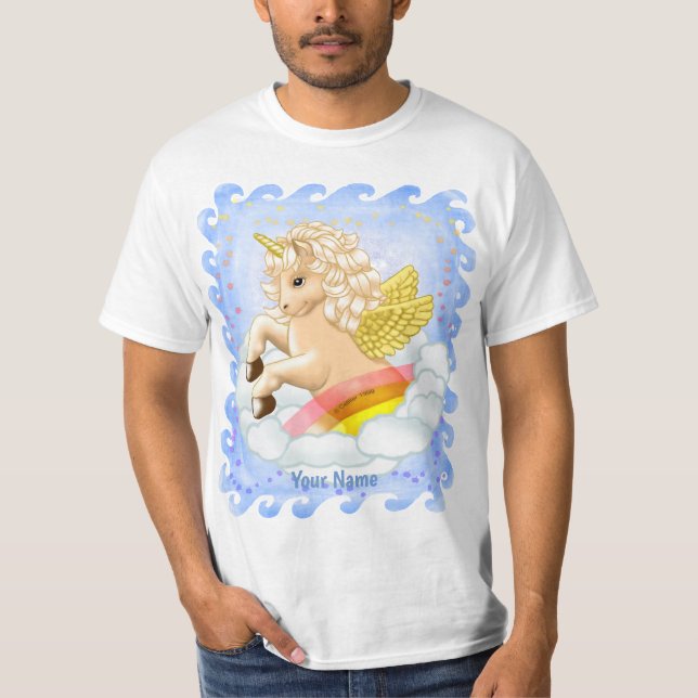 Camiseta Bebê Unicórnio Arco-Íris  (Frente)