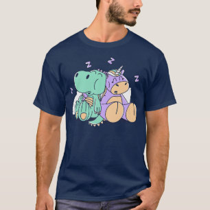 Camiseta Bebê Unicórnio e Dinossauro Adormecidos