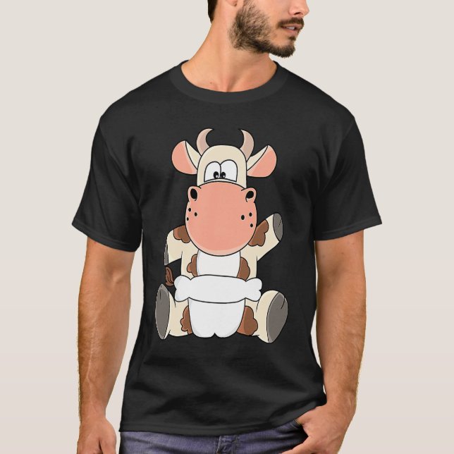 Camiseta Bebê Vaca Bezerro Com Fraldas (Frente)
