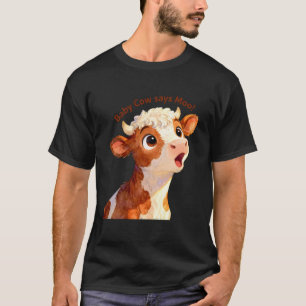 Camiseta Bebê Vaca Diz Muu! Design de Texto Fofo