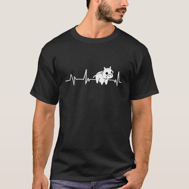 Camiseta Bebê Vaca Fofa Batimento Cardíaco Vaca Vaca (Frente)