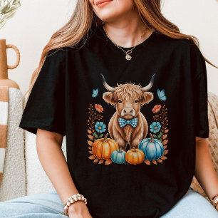 Camiseta Bebê Vaca Highland Outono Temporada Assustadora Ou