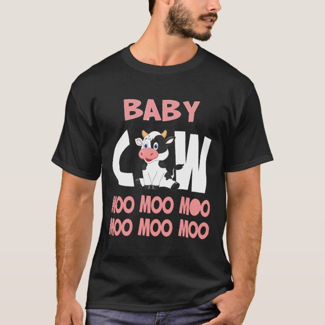 Camiseta Bebê Vaca Moo Moo Moo Bebê Novilha (Frente)