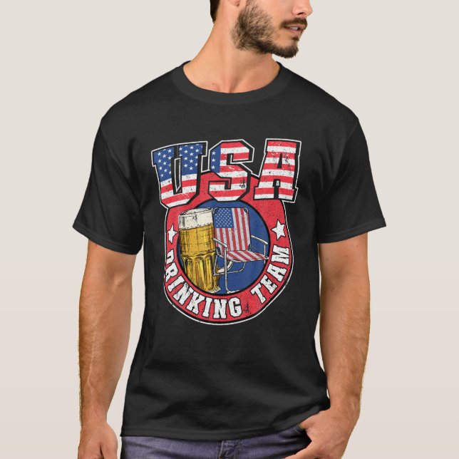 Camiseta BEBENDO Americano Bandeira Americana 4 De Julho Ab (Frente)