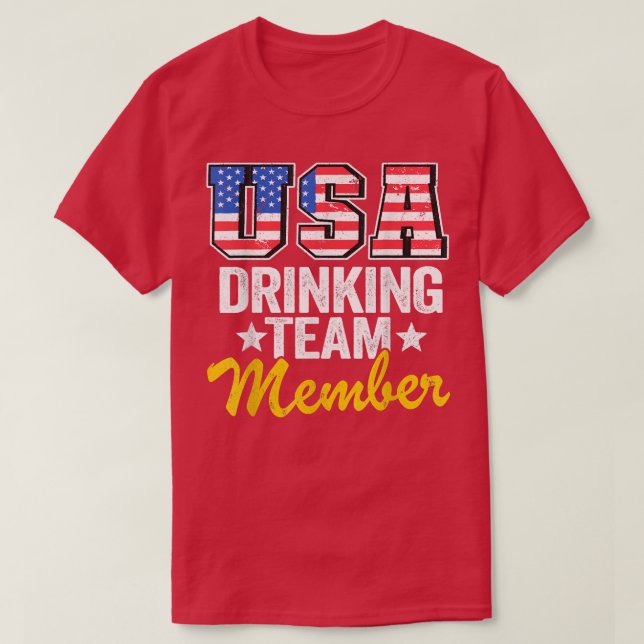 Camiseta BEBENDO Americano Membro Da Equipe Americana Bande (Frente do Design)