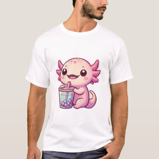 Camiseta Bebendo Axolotl bonito Boba Tea