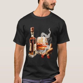 Camiseta Bebendo Bourbon Cigar Drinker Papa Pai Amigo