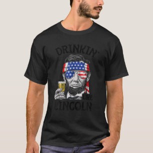 Camiseta Bebendo como Lincoln 4 de julho Homens Abraham Mer
