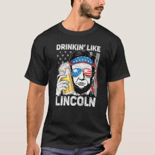 Camiseta Bebendo Como Lincoln Abraham 4 De Julho Homens Ame