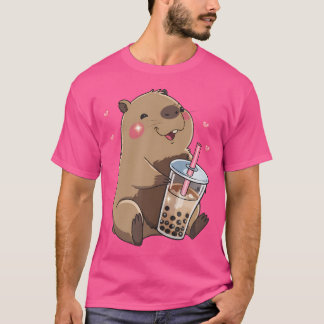 Camiseta Bebendo de Anime Borracha de Tea Boné Cute Capybar