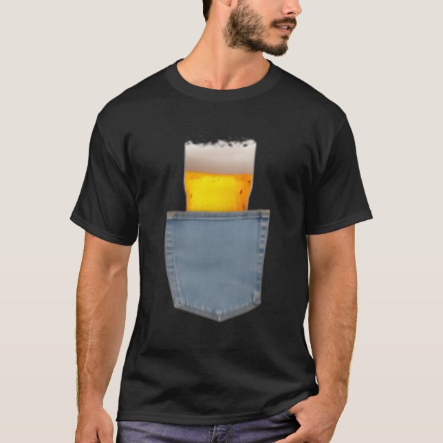 Camiseta Bebendo de bolso de cerveja (Frente)