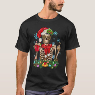 Camiseta Bebendo de café Skeleton Natal Skull Santa Hat