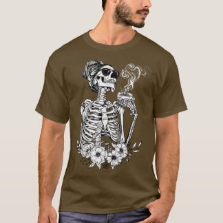 Camiseta Bebendo de café Skeleton preguiçoso DIY Halloween 