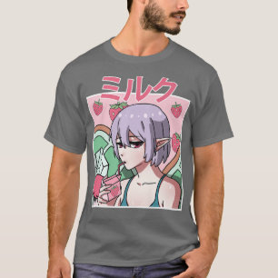Camiseta Bebendo de Fada Estética Fairycore Japonês Strawb