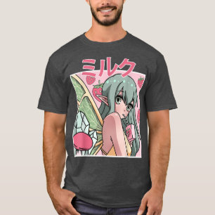 Camiseta Bebendo de Fada Estética Fairycore Japonês Strawb
