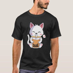 Camiseta Bebendo de Gato de Kawaii Boba Tea Drink Anime Lov